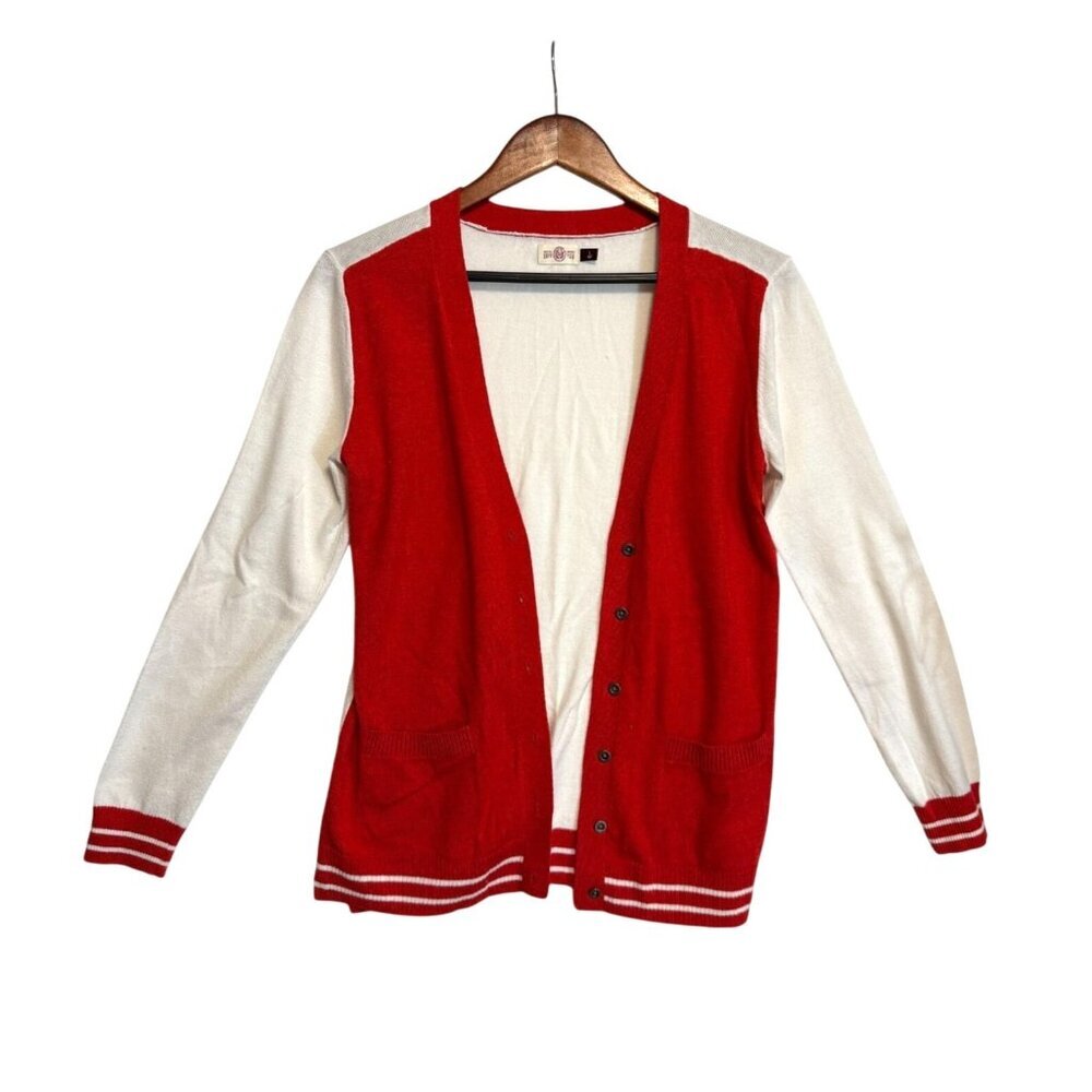 So Perfectly Soft Perfectly You Red & White Varsity Style Cardigan Y2K Preppy L - Picture 3 of 12